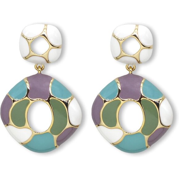 Multicolor Earrings for Women Sparkly Geometric Dangle Drop Statement Jewelry - Picture 1 of 6